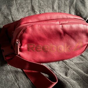 Reebok Burgundy Leather Fanny Pack with Adjustable Strap